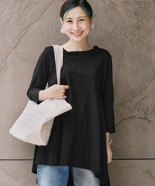 Bou Jeloud(ブージュルード)の「【はあちゅう×BouJeloud】美シルエットAラインTOPS(Tシャツ/カットソー・レディース・ブラック/オフホワイト/ピンク・FREE)」の20枚目の写真