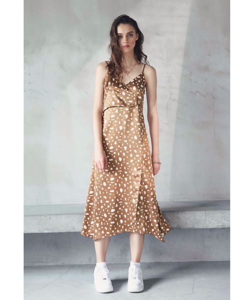 セール】Back Ribbon Cow Print Satin Dress/バックリボンカウ