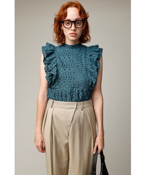 SLY（スライ）の「RUFFLE LACE TOPS ラッフルレース トップス