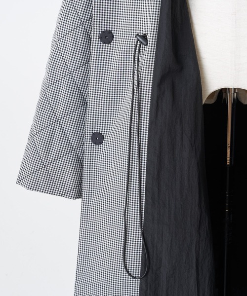 BEARDSLEY（ビアズリー）の「襟元のスカラ刺繍が女性らしく軽い着心地 花襟ギンガムキルトコート（その他アウター・レディース・ブラック・FREE）」の11枚目の写真