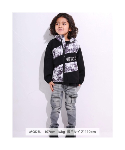 WASK（ワスク）の「WASK/ムラ柄 切り替え ジャケット (100~160cm)（ブルゾン・キッズ・ブラック・140/130/110/120/160/100/150）」の5枚目の写真