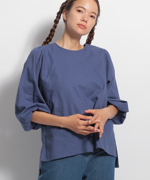 niko and...（ニコアンド）の「ボリュ袖ブラウス（シャツ/ブラウス・レディース・マスタード/アイボリー/カーキ/ブルー・MEDIUM/LARGE）」の3枚目の写真