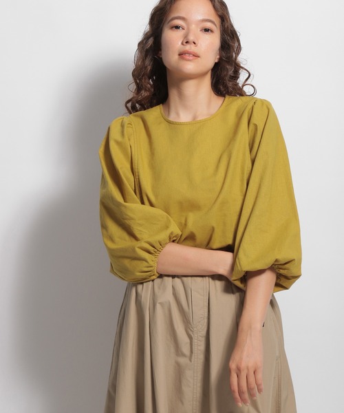 niko and...（ニコアンド）の「ボリュ袖ブラウス（シャツ/ブラウス・レディース・マスタード/アイボリー/カーキ/ブルー・MEDIUM/LARGE）」の4枚目の写真