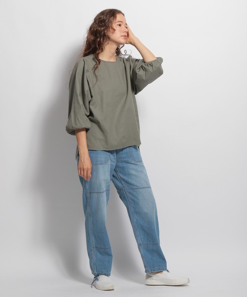 niko and...（ニコアンド）の「ボリュ袖ブラウス（シャツ/ブラウス・レディース・マスタード/アイボリー/カーキ/ブルー・MEDIUM/LARGE）」の5枚目の写真