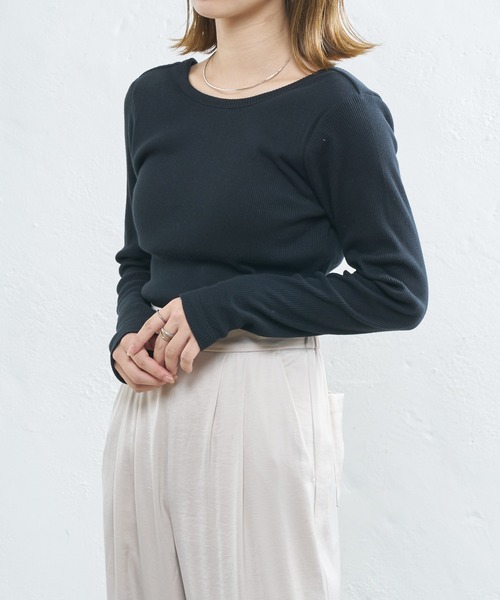 UNSPARE（アンスペア）の「【UNSPARE/アンスペア】パット付ロンT/WEB・一部店舗限定（Tシャツ/カットソー・レディース・アイボリー/ブラック/ブラック系その他・FREE）」の21枚目の写真