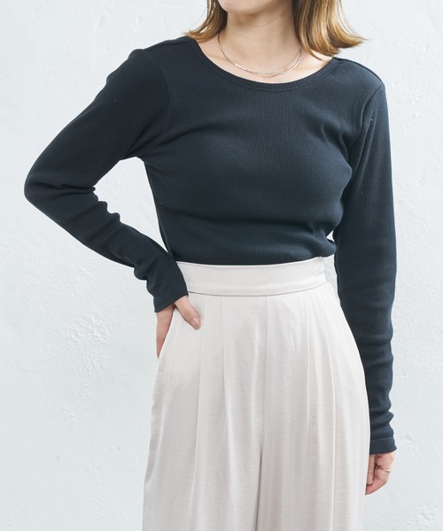 UNSPARE（アンスペア）の「【UNSPARE/アンスペア】パット付ロンT/WEB・一部店舗限定（Tシャツ/カットソー・レディース・アイボリー/ブラック/ブラック系その他・FREE）」の13枚目の写真