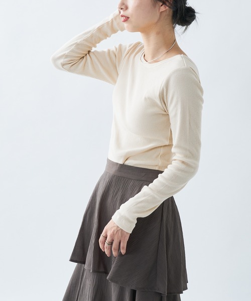 UNSPARE（アンスペア）の「【UNSPARE/アンスペア】パット付ロンT/WEB・一部店舗限定（Tシャツ/カットソー・レディース・アイボリー/ブラック/ブラック系その他・FREE）」の5枚目の写真