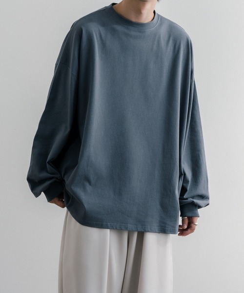 epnok（エプノック）の「タックオーバーロンT（Tシャツ/カットソー・メンズ・ブラック/オフホワイト/グリーン/グレイッシュベージュ/グレイッシュブルー・SMALL/MEDIUM/LARGE）」の5枚目の写真