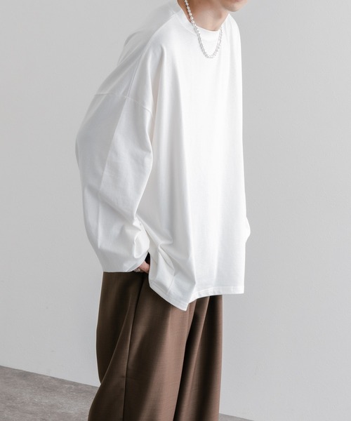 epnok（エプノック）の「タックオーバーロンT（Tシャツ/カットソー・メンズ・ブラック/オフホワイト/グリーン/グレイッシュベージュ/グレイッシュブルー・SMALL/MEDIUM/LARGE）」の15枚目の写真