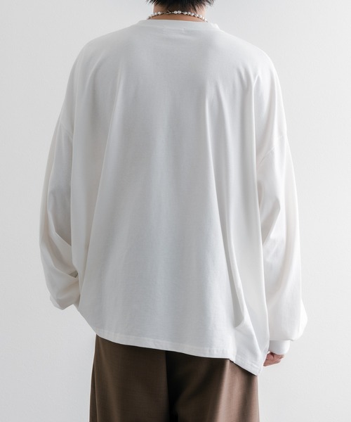 epnok（エプノック）の「タックオーバーロンT（Tシャツ/カットソー・メンズ・ブラック/オフホワイト/グリーン/グレイッシュベージュ/グレイッシュブルー・SMALL/MEDIUM/LARGE）」の19枚目の写真