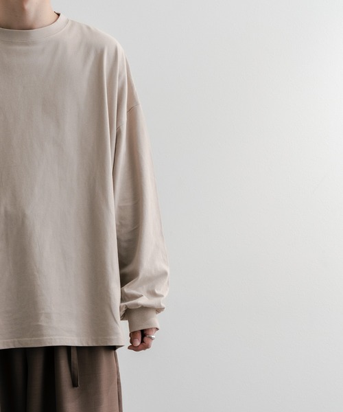 epnok（エプノック）の「タックオーバーロンT（Tシャツ/カットソー・メンズ・ブラック/オフホワイト/グリーン/グレイッシュベージュ/グレイッシュブルー・SMALL/MEDIUM/LARGE）」の7枚目の写真