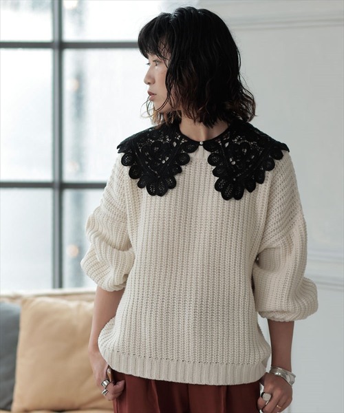 DONOBAN（ドノバン）の「レースつけ襟（付け襟・レディース・ブラック・F）」の2枚目の写真