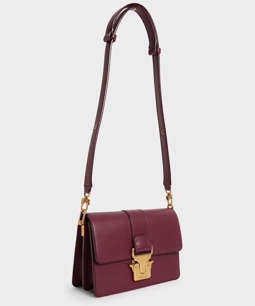 CHARLES & KEITH（チャールズ & キース）の「メタリックアクセント ショルダーバッグ / Metallic Accent Shoulder Bag（ショルダーバッグ・レディース・ネイビー/バーガンディー/ライトベージュ/ブラック・M）」の8枚目の写真