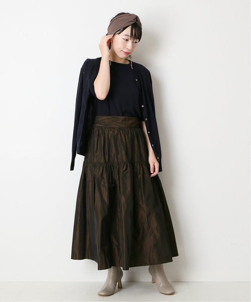 journal standard L'essage（ジャーナルスタンダードレサージュ）の「シャンブレータフタ ティアードスカート◆（スカート・レディース・ブラック/ブラウン・FREE）」の3枚目の写真