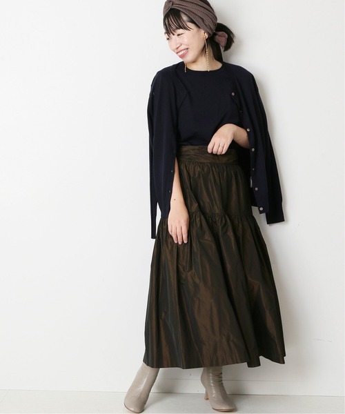 journal standard L'essage（ジャーナルスタンダードレサージュ）の「シャンブレータフタ ティアードスカート◆（スカート・レディース・ブラック/ブラウン・FREE）」の16枚目の写真