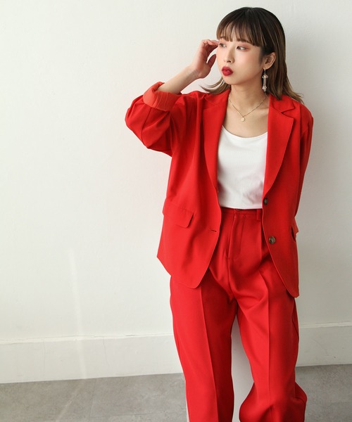 Chillfar（チルファー）の「テーラードジャケット（テーラードジャケット・レディース・ブラック/ダークブラウン/ブラウン/レッド/オレンジ/グリーン/アイボリー/ライトブラウン/マスタード/グレイッシュベージュ・FREE）」の9枚目の写真