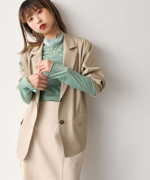 Chillfar（チルファー）の「テーラードジャケット（テーラードジャケット・レディース・ブラック/ダークブラウン/ブラウン/レッド/オレンジ/グリーン/アイボリー/ライトブラウン/マスタード/グレイッシュベージュ・FREE）」の6枚目の写真