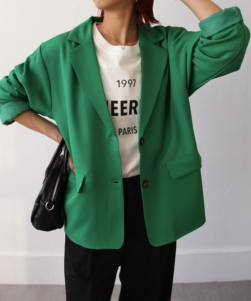 Chillfar（チルファー）の「テーラードジャケット（テーラードジャケット・レディース・ブラック/ダークブラウン/ブラウン/レッド/オレンジ/グリーン/アイボリー/ライトブラウン/マスタード/グレイッシュベージュ・FREE）」の7枚目の写真