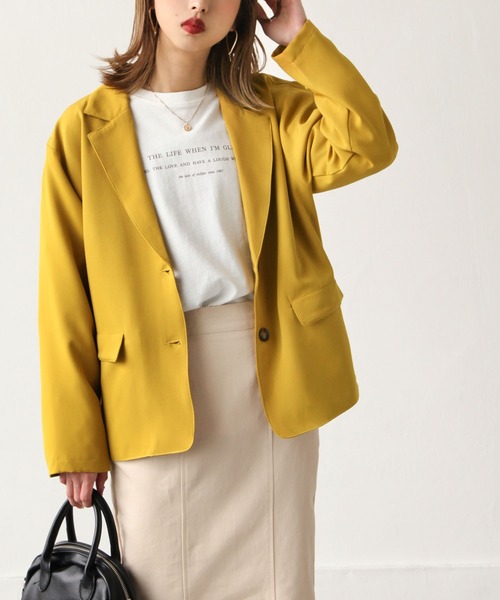 Chillfar（チルファー）の「テーラードジャケット（テーラードジャケット・レディース・ブラック/ダークブラウン/ブラウン/レッド/オレンジ/グリーン/アイボリー/ライトブラウン/マスタード/グレイッシュベージュ・FREE）」の8枚目の写真