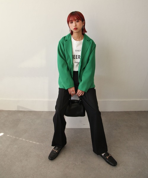 Chillfar（チルファー）の「テーラードジャケット（テーラードジャケット・レディース・ブラック/ダークブラウン/ブラウン/レッド/オレンジ/グリーン/アイボリー/ライトブラウン/マスタード/グレイッシュベージュ・FREE）」の15枚目の写真