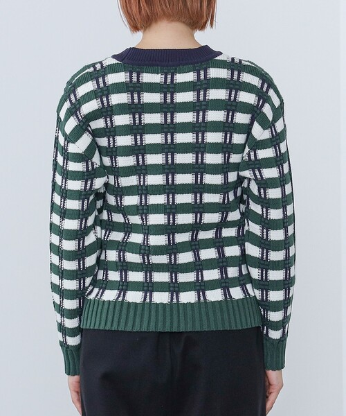 BEAMS HEART（ビームスハート）の「フクレ チェック ニット（ニット/セーター・レディース・イエロー/オレンジ/グリーン・FREE）」の13枚目の写真