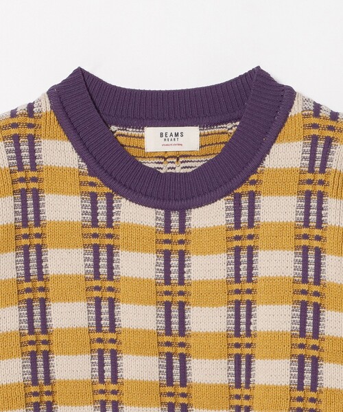BEAMS HEART（ビームスハート）の「フクレ チェック ニット（ニット/セーター・レディース・イエロー/オレンジ/グリーン・FREE）」の17枚目の写真