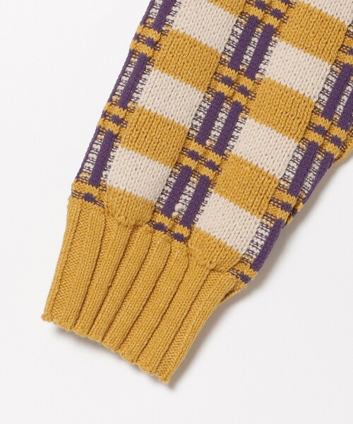 BEAMS HEART（ビームスハート）の「フクレ チェック ニット（ニット/セーター・レディース・イエロー/オレンジ/グリーン・FREE）」の18枚目の写真