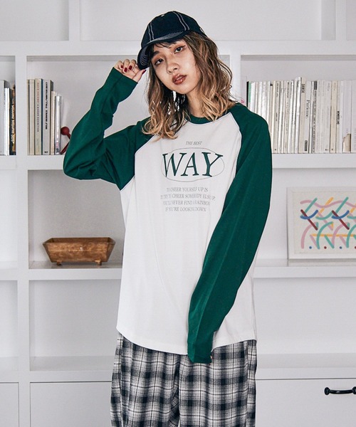 PBLIM(ページボーイリム)の「PAGEBOYLIM/ラグランロンT(Tシャツ/カットソー・レディース・ブラック系その他/グリーン系その他・MEDIUM/LARGE)」の3枚目の写真