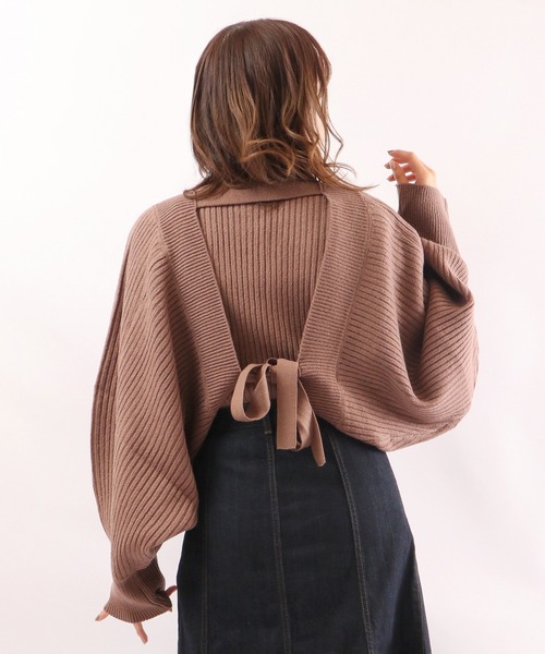 Brownie(ブラウニー)の「Brownie インナーSET BACKリボンボレロ(カーディガン/ボレロ・レディース・チャコールグレー/グリーン/モカ/ライトベージュ・FREE)」の18枚目の写真