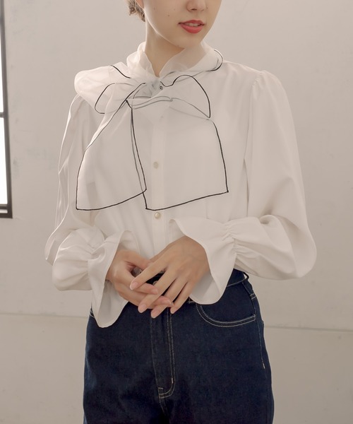 OLIVE des OLIVE（オリーブデオリーブ）の「いろいろボウタイブラウス（シャツ/ブラウス・レディース・ホワイト/アイボリー/オフホワイト・FREE）」の18枚目の写真