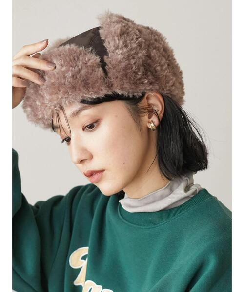 Green Parks(グリーンパークス)の「・ボアフライトキャップ*(キャップ・レディース・ブラウン/ブラック/ベージュ/カーキ・FREE)」の18枚目の写真