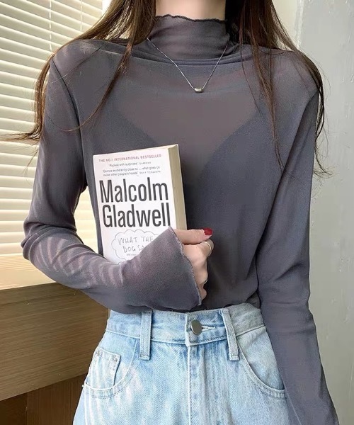 sakishimatokyo(サキシマトーキョー)の「シアータートルトップス/カットソー(Tシャツ/カットソー・レディース・ホワイト/ブラック/グレー/ベージュ/アッシュグレー/ブラウン・FREE)」の4枚目の写真