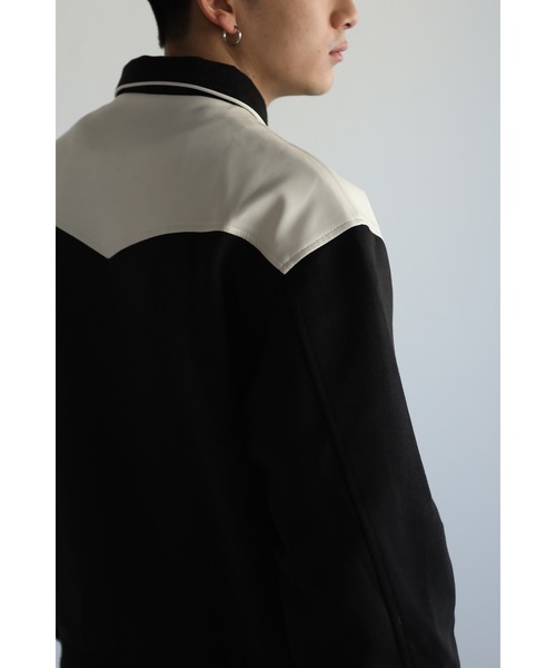 CREARE -LINO-（クレアーレリノ）の「ビッグシルエット フェイクレザー ウエスタン切替 メルトン スタジャン（スタジャン・メンズ・アイボリー/ブラック・M/L）」の12枚目の写真