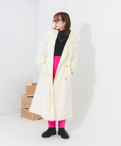 nemne store(ネンネストア)の「オーバートレンチコート(トレンチコート・レディース・ベージュ/オレンジ/アイボリー・フリー)」の7枚目の写真