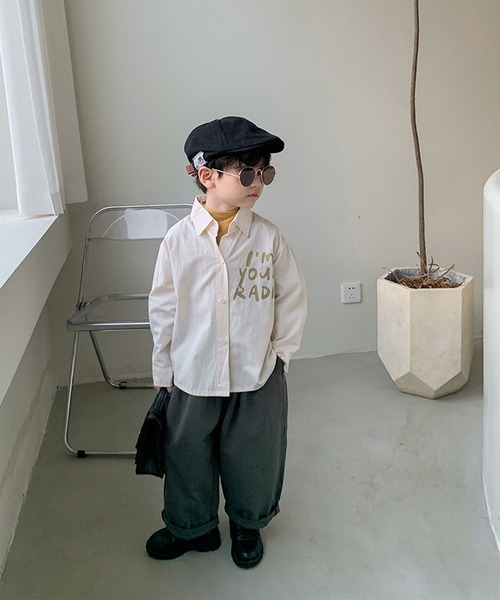 aimoha（アイモハ）の「【aimoha-KIDS-】【新作】 韓国子供服 英字プリントシャツ（シャツ/ブラウス・キッズ・ベージュ/カーキ・90/100/110/120/80/130/140）」の18枚目の写真