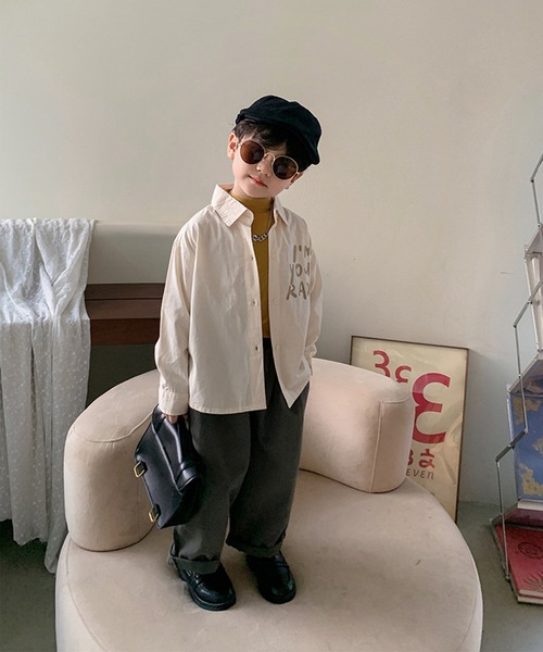 aimoha（アイモハ）の「【aimoha-KIDS-】【新作】 韓国子供服 英字プリントシャツ（シャツ/ブラウス・キッズ・ベージュ/カーキ・90/100/110/120/80/130/140）」の21枚目の写真