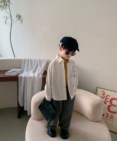 aimoha（アイモハ）の「【aimoha-KIDS-】【新作】 韓国子供服 英字プリントシャツ（シャツ/ブラウス・キッズ・ベージュ/カーキ・90/100/110/120/80/130/140）」の22枚目の写真