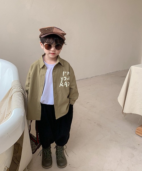 aimoha（アイモハ）の「【aimoha-KIDS-】【新作】 韓国子供服 英字プリントシャツ（シャツ/ブラウス・キッズ・ベージュ/カーキ・90/100/110/120/80/130/140）」の10枚目の写真