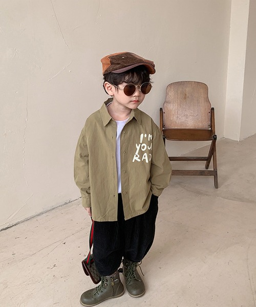 aimoha（アイモハ）の「【aimoha-KIDS-】【新作】 韓国子供服 英字プリントシャツ（シャツ/ブラウス・キッズ・ベージュ/カーキ・90/100/110/120/80/130/140）」の11枚目の写真