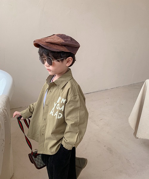 aimoha（アイモハ）の「【aimoha-KIDS-】【新作】 韓国子供服 英字プリントシャツ（シャツ/ブラウス・キッズ・ベージュ/カーキ・90/100/110/120/80/130/140）」の13枚目の写真