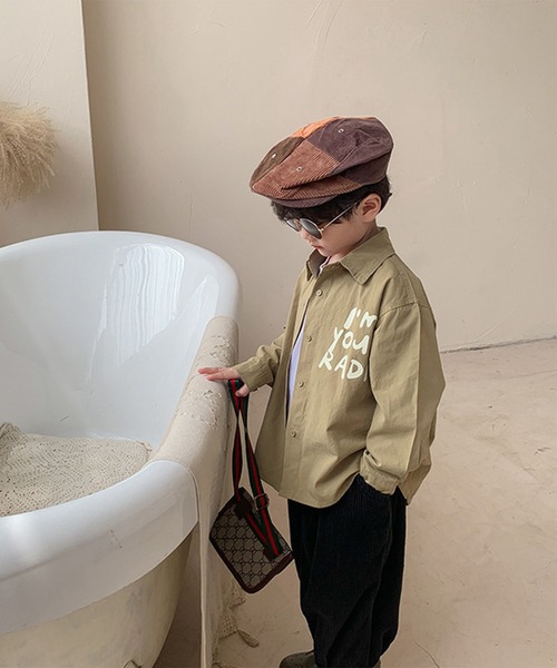 aimoha（アイモハ）の「【aimoha-KIDS-】【新作】 韓国子供服 英字プリントシャツ（シャツ/ブラウス・キッズ・ベージュ/カーキ・90/100/110/120/80/130/140）」の15枚目の写真