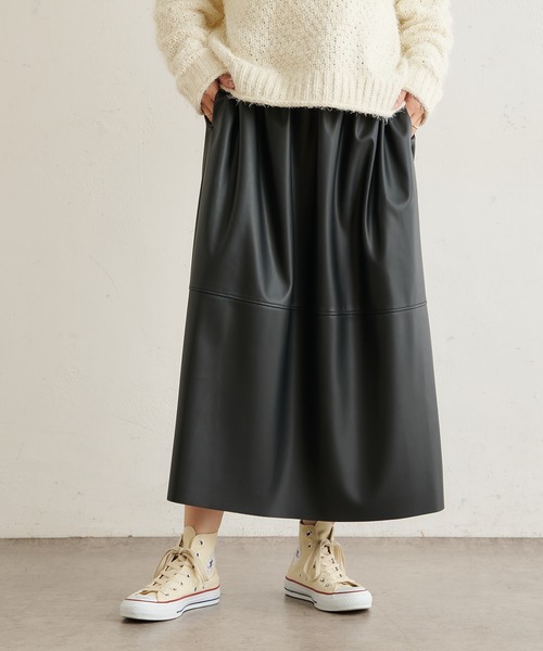 BONbazaar（ボンバザール）の「シンセティックレザースカート（スカート・レディース・ブラック/ブラウン・FREE）」の7枚目の写真