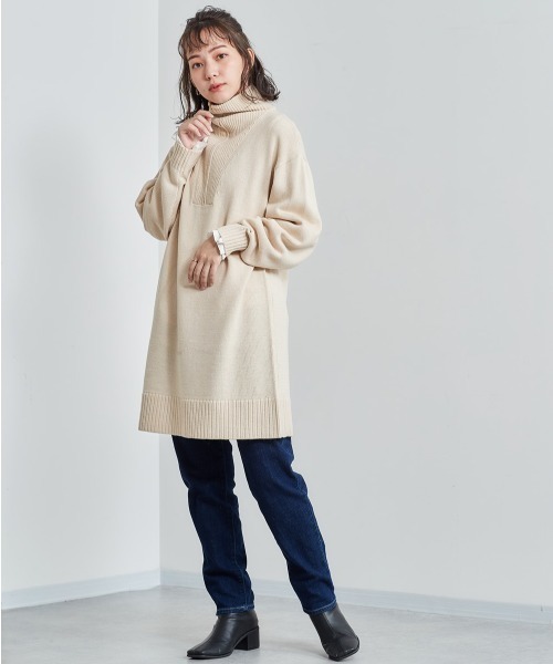 cepo（セポ）の「ハーフジップロングニット（ニット/セーター・レディース・オフホワイト/グリーン/チャコール・M）」の2枚目の写真