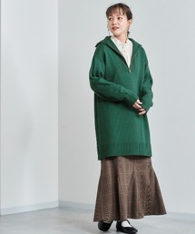 ハーフジップロングニット