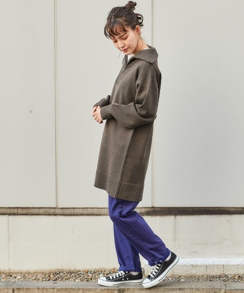 cepo（セポ）の「ハーフジップロングニット（ニット/セーター・レディース・オフホワイト/グリーン/チャコール・M）」の7枚目の写真