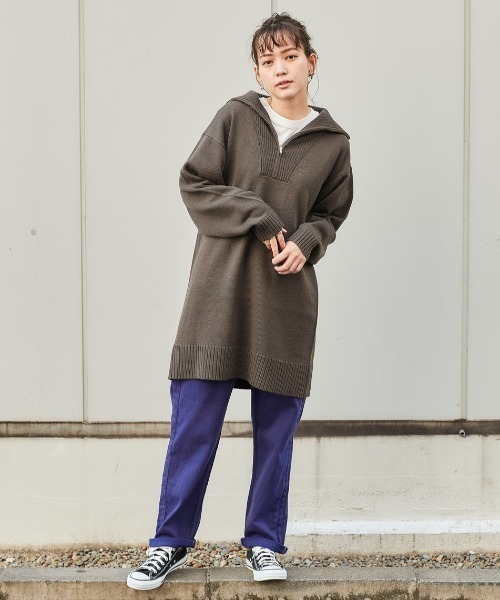 cepo（セポ）の「ハーフジップロングニット（ニット/セーター・レディース・オフホワイト/グリーン/チャコール・M）」の11枚目の写真