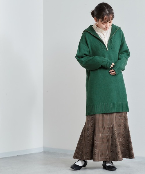 cepo（セポ）の「ハーフジップロングニット（ニット/セーター・レディース・オフホワイト/グリーン/チャコール・M）」の9枚目の写真