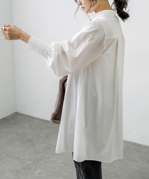 PUAL CE CIN（ピュアルセシン）の「【WEB限定・Du noir】タイプライターノーカラーブラウス（シャツ/ブラウス・レディース・ブラック/グレー/オフホワイト・FREE）」の5枚目の写真