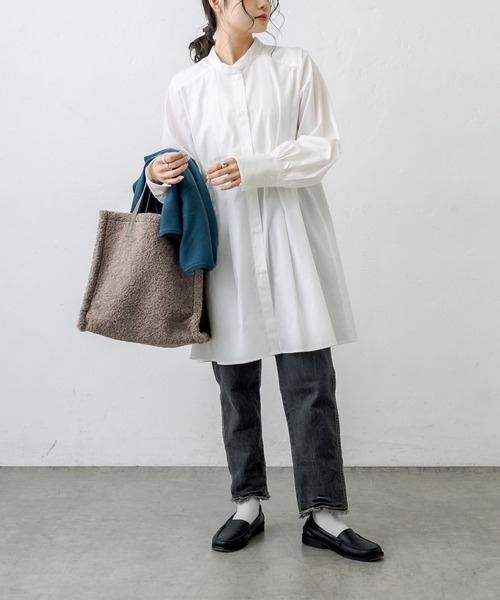 PUAL CE CIN（ピュアルセシン）の「【WEB限定・Du noir】タイプライターノーカラーブラウス（シャツ/ブラウス・レディース・ブラック/グレー/オフホワイト・FREE）」の19枚目の写真