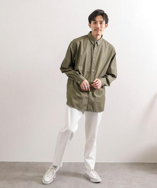 coen（コーエン）の「ワンポイント刺繍チノツイルシャツ（シャツ/ブラウス・メンズ・ナチュラル/オリーブ/ホワイト/ブラック・MEDIUM/X-LARGE/SMALL/LARGE）」の16枚目の写真